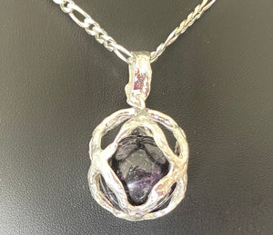 <b> No. 62 </b> sterling silver and amethyst ball (20mm dia) pendant